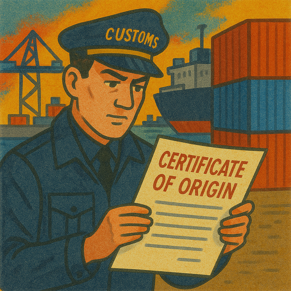 (J) dokumenty celne, świadectwa pochodzenia towaru
