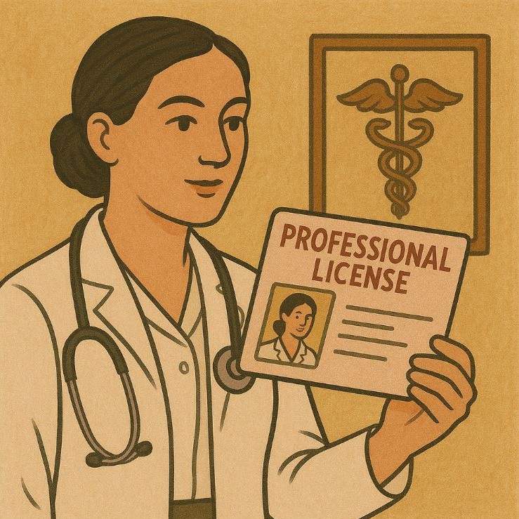 (N) uprawnienia zawodowe (np. prawo wykonywania zawodu lekarza)