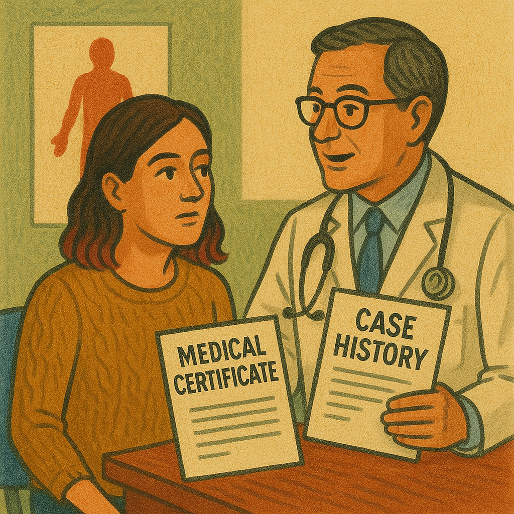 (T) dokumenty medyczne (zaświadczenia, historie choroby)